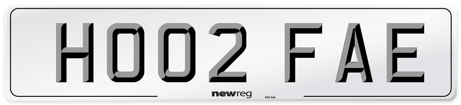 HO02 FAE Number Plate from New Reg